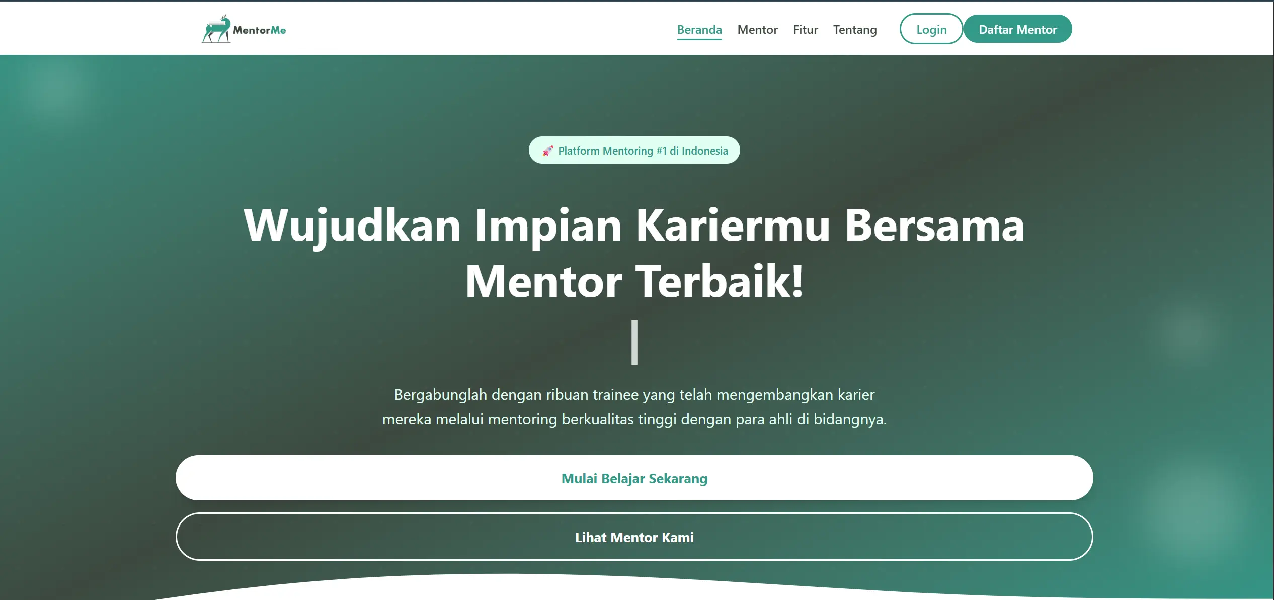 Tampilan platform MentorMe